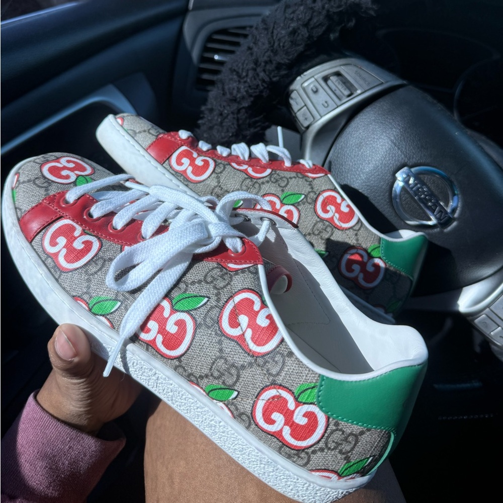 Gucci Red and Green Apple Motif Sneakers
